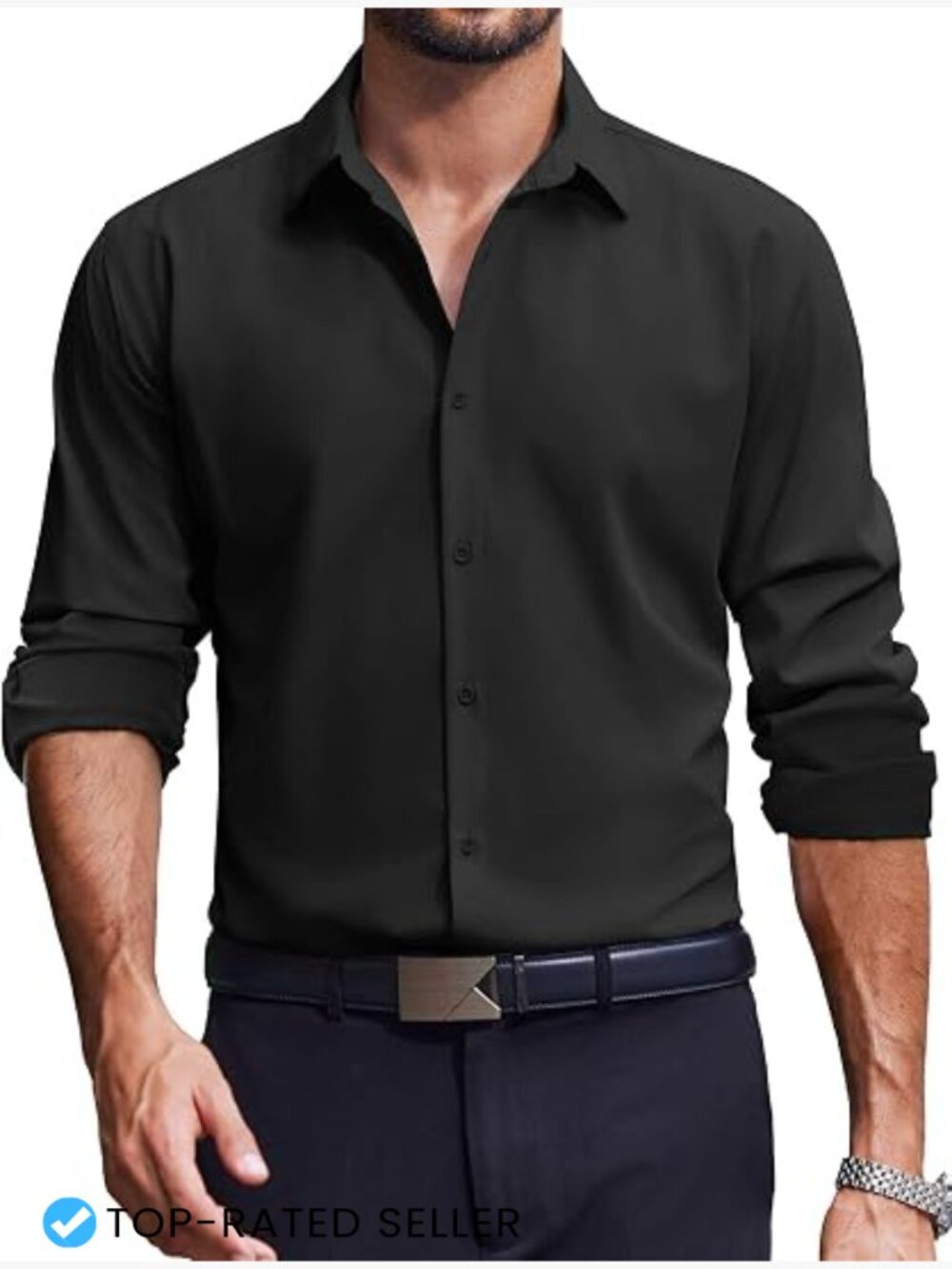 Men's Long Sleeve Button Down Shirt Classic Regular Fit Wrinkle Resistant Dress